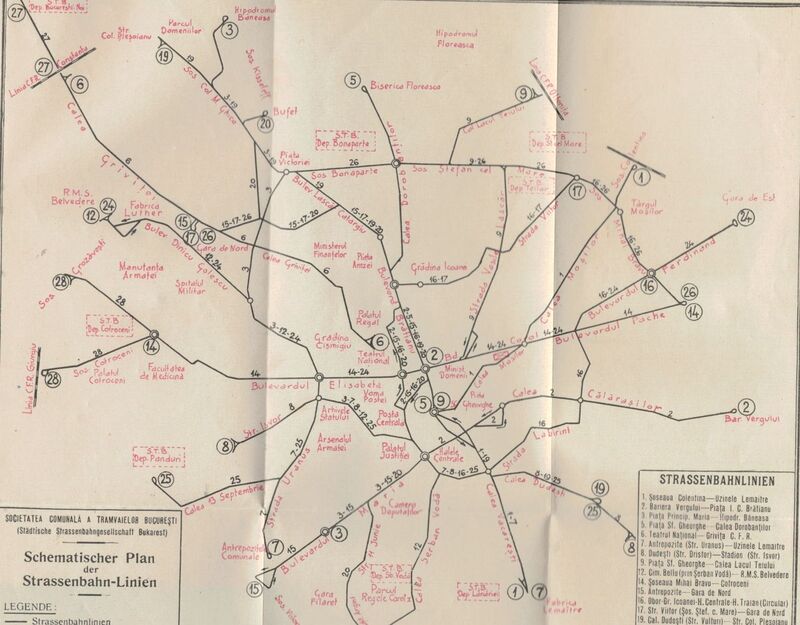 Karl Gyr - Bukarest (1933 sau 1934) harta trasee tramvaie.jpg